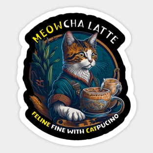 Cute Cartoon Cat Barista Sticker